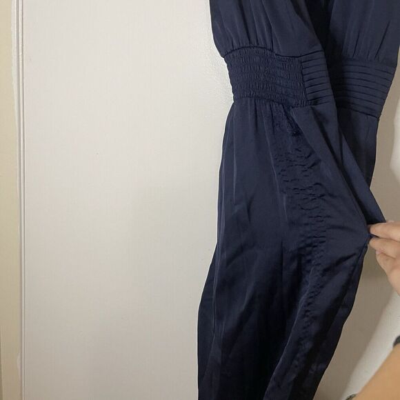 Ramy Brook Navy satin Sleeveless vneck jumpsuit size medium - Picture 10 of 10